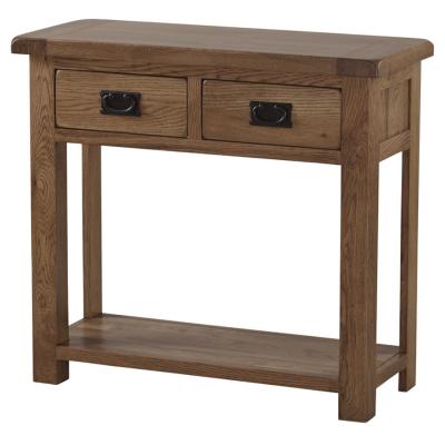 Sherwood Dark Solid Oak 2 Drawer Console Table